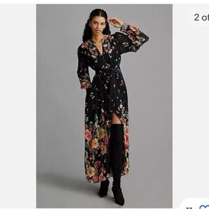 Anthropologie NWT Forever Girl Floral Black Maxi Dress